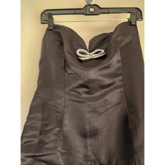 NWD Anthropologie Maeve Strapless Bow Bubble Hem Dress Size L Black GC402 - Picture 4 of 13